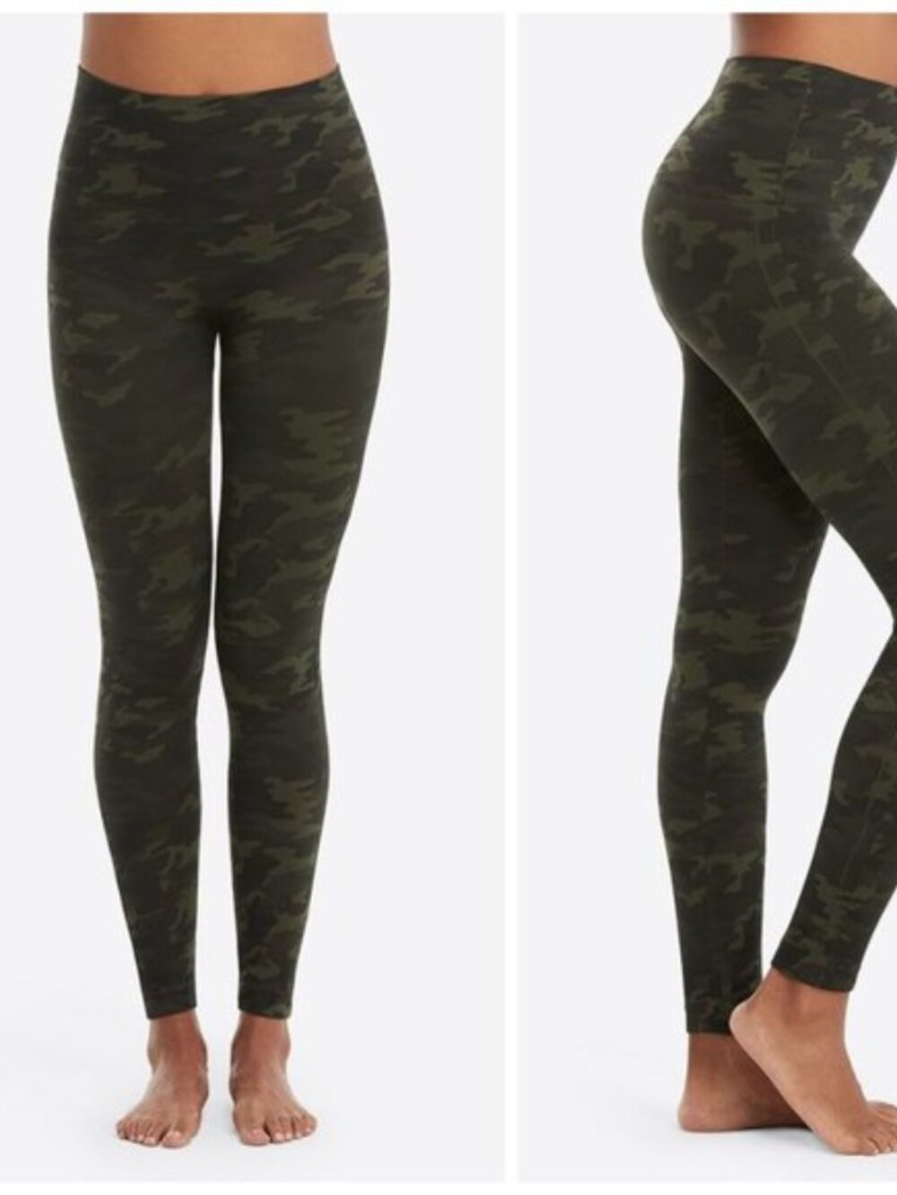 Spanx Look At Me Now Green Camo Seamless Leggings